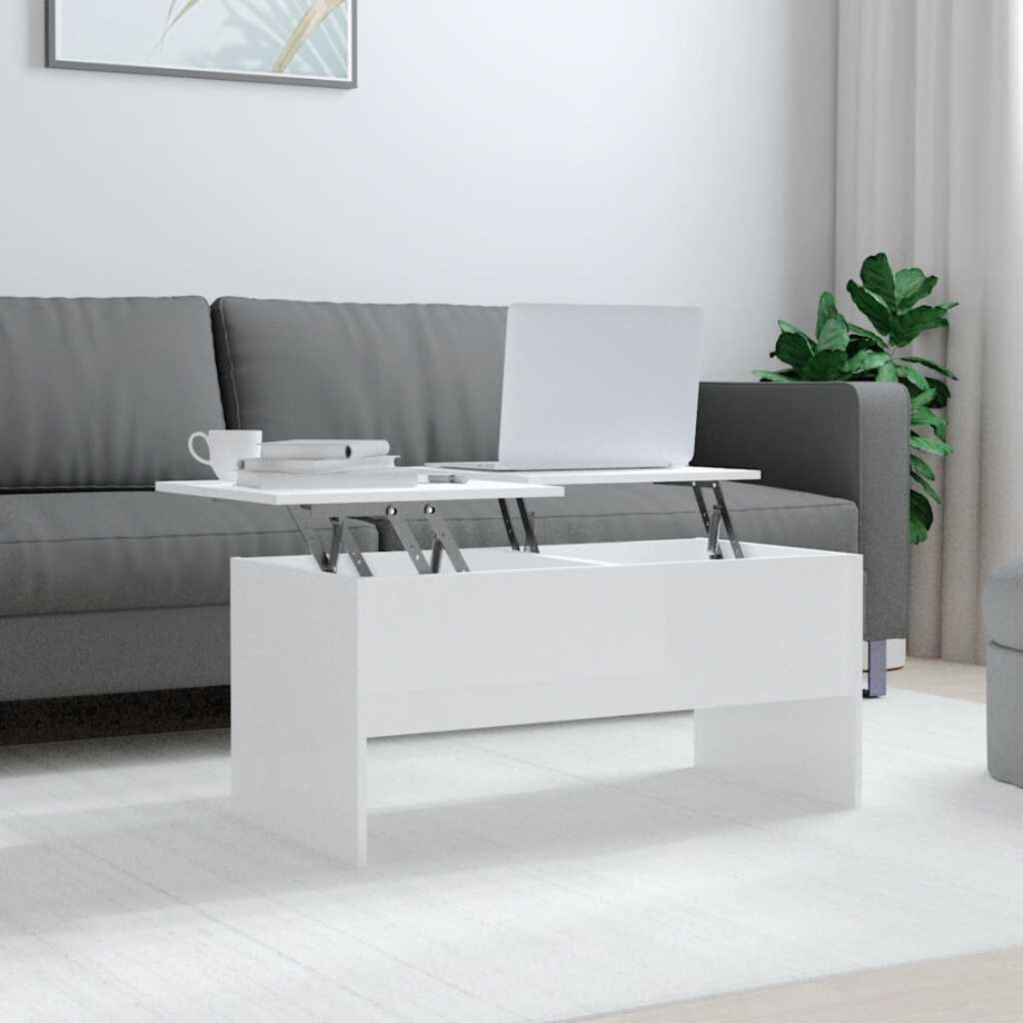 vidaXL Salontafel 102x50,5x46,5 cm bewerkt hout hoogglans wit afbeelding 1