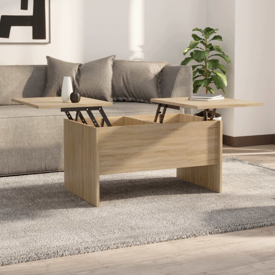 vidaXL Salontafel 80x50x42,5 cm bewerkt hout sonoma eikenkleurig afbeelding 1
