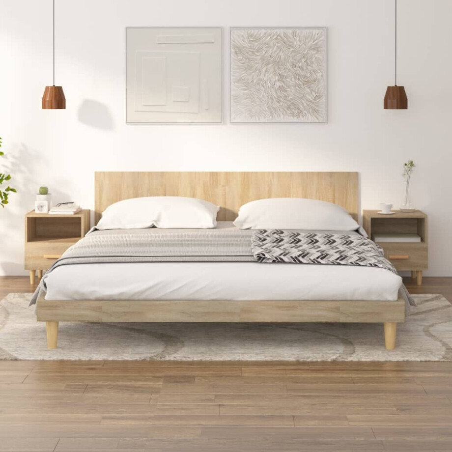 vidaXL Nachtkastjes 2 st 40x35x47 cm sonoma eikenkleurig vidaXL Nachtkastjes 2 st 40x35x47 cm sonoma eikenkleurig afbeelding 1
