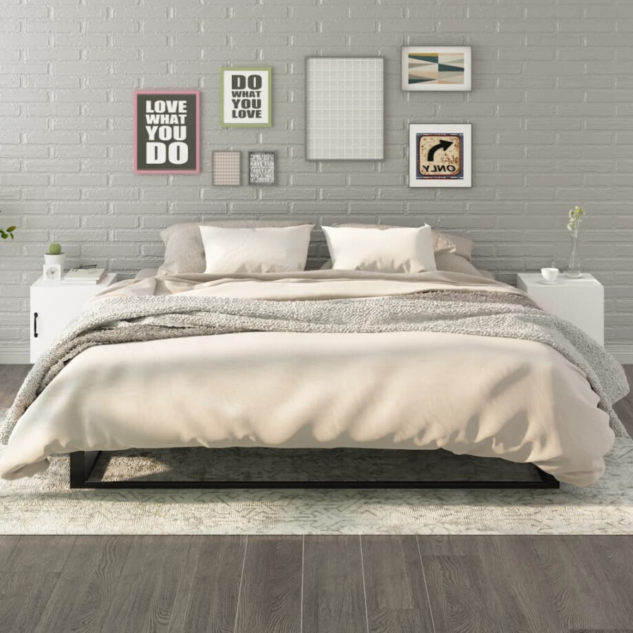 vidaXL Nachtkastjes 2 st bewerkt hout wit afbeelding 1