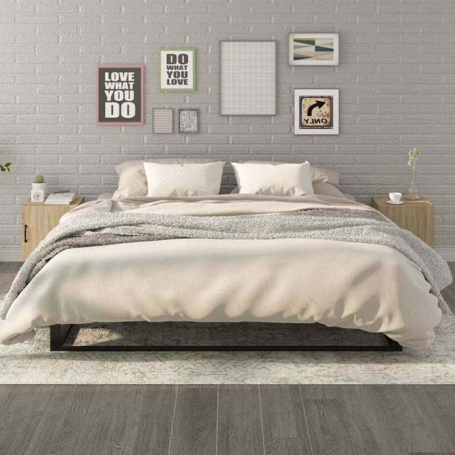 vidaXL Nachtkastjes 2 st bewerkt hout sonoma eikenkleurig afbeelding 1