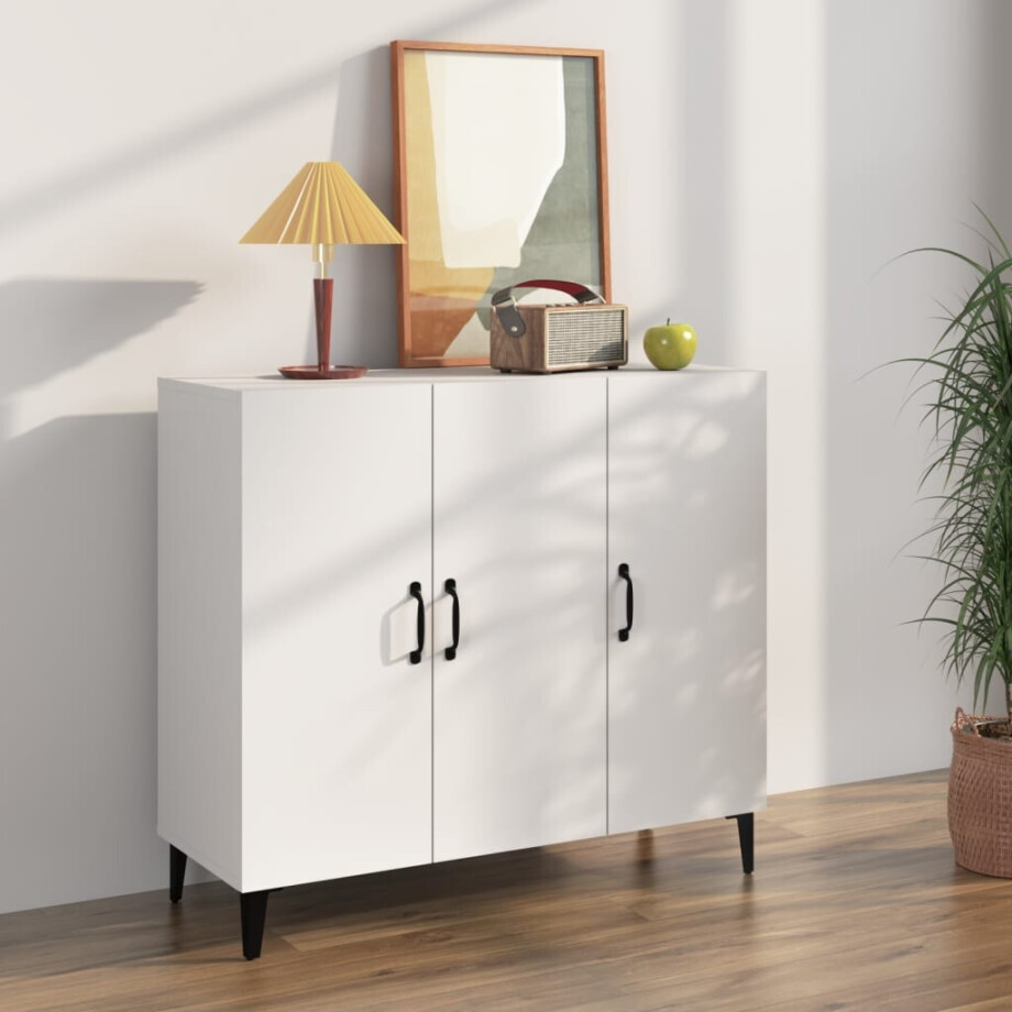 vidaXL Dressoir 90x34x80 cm bewerkt hout wit afbeelding 1