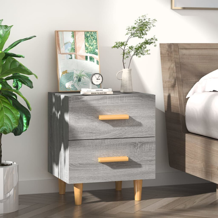 vidaXL Nachtkastje 40x35x47,5 cm grijs sonoma eikenkleurig afbeelding 1
