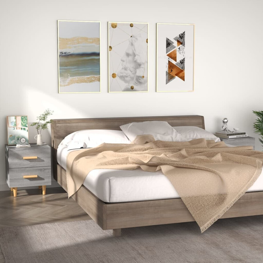 vidaXL Nachtkastjes 2 st 40x35x47,5 cm grijs sonoma eikenkleurig vidaXL Nachtkastjes 2 st 40x35x47,5 cm grijs sonoma eikenkleurig afbeelding 1