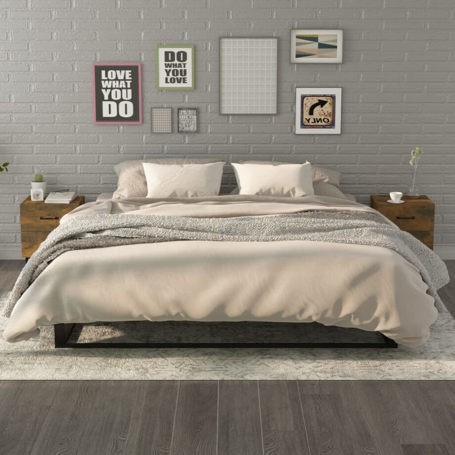 vidaXL Nachtkastjes 2 st 40x35x47,5 cm gerookt eikenkleurig afbeelding 1