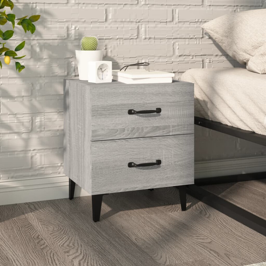 vidaXL Nachtkastje 40x35x47,5 cm grijs sonoma eikenkleurig afbeelding 1