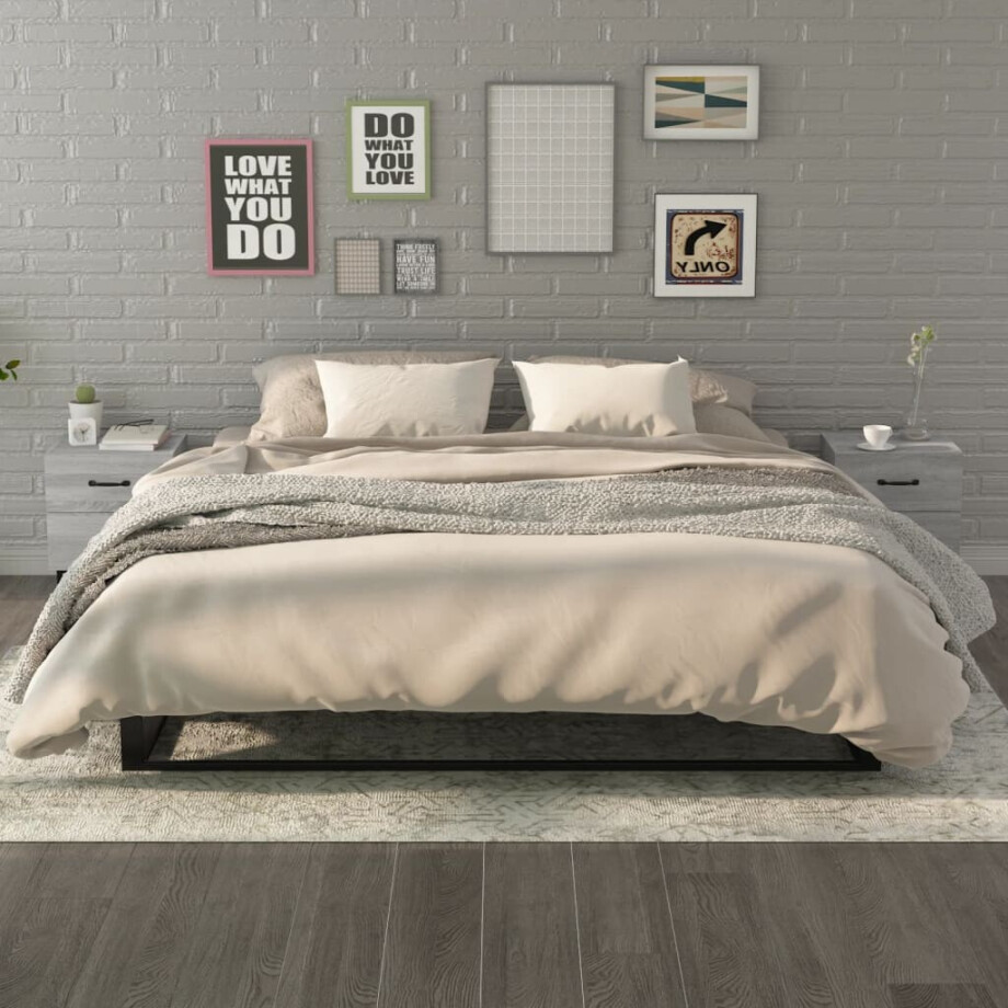 vidaXL Nachtkastjes 2 st 40x35x47,5 cm grijs sonoma eikenkleurig afbeelding 1