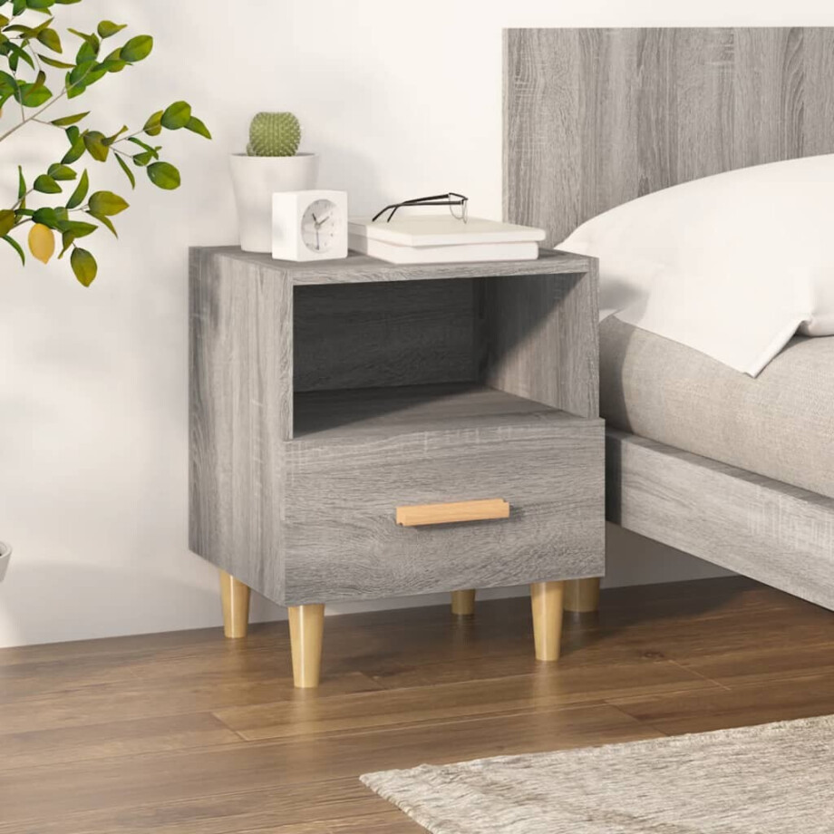 vidaXL Nachtkastje 40x35x47 cm grijs sonoma eikenkleurig afbeelding 1