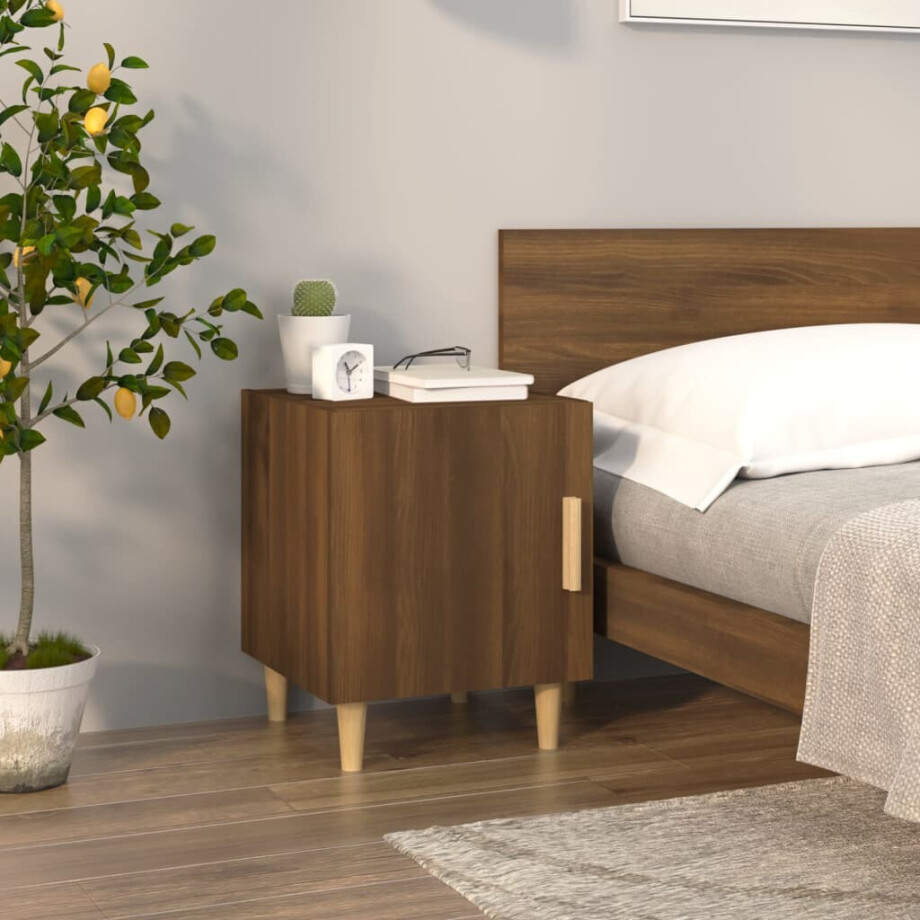 vidaXL Nachtkastje bewerkt hout bruin eikenkleur afbeelding 1
