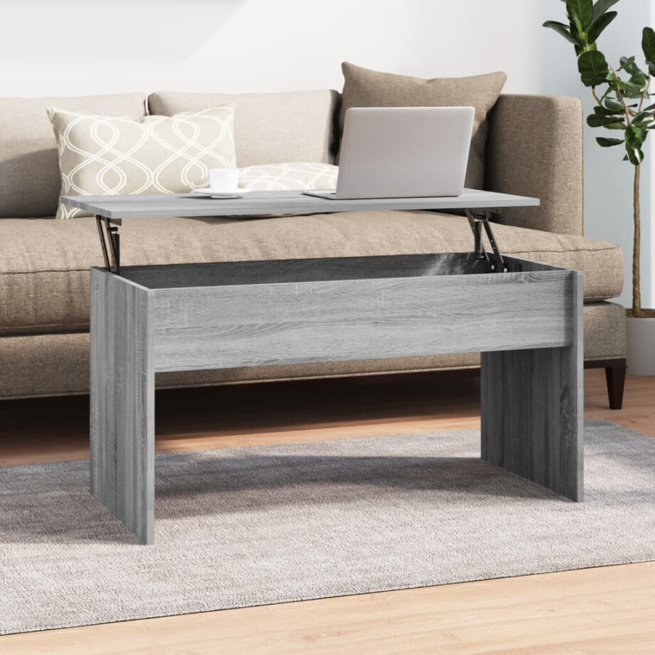 vidaXL Salontafel 102x50,5x52,5 cm bewerkt hout grijs sonoma eiken afbeelding 1