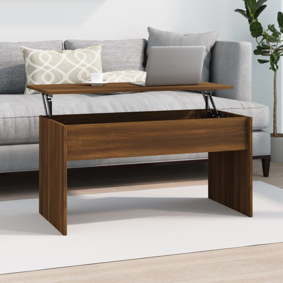 vidaXL Salontafel 102x50,5x52,5 cm bewerkt hout bruin eikenkleur afbeelding 1