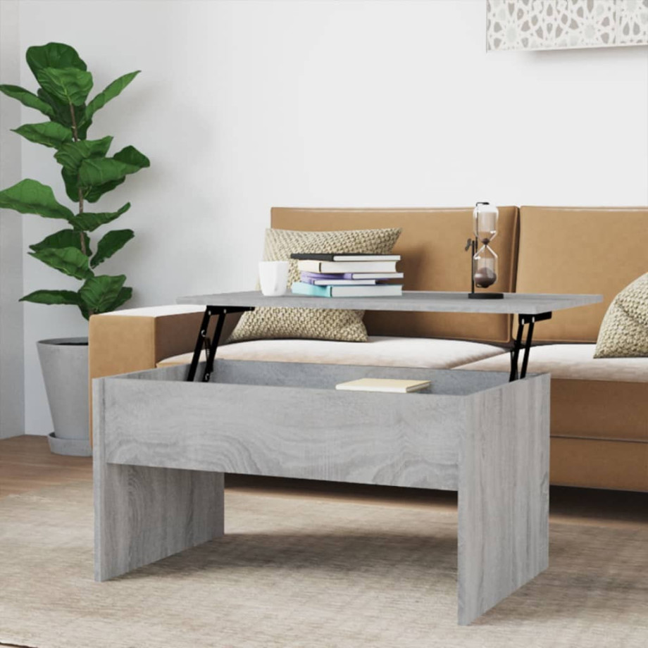 vidaXL Salontafel 80x50,5x41,5 cm bewerkt hout grijs sonoma eikenkleur afbeelding 1