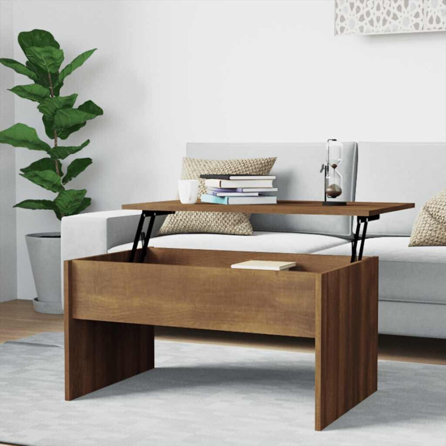vidaXL Salontafel 80x50,5x41,5 cm bewerkt hout bruin eikenkleur vidaXL Salontafel 80x50,5x41,5 cm bewerkt hout bruin eikenkleur afbeelding 1