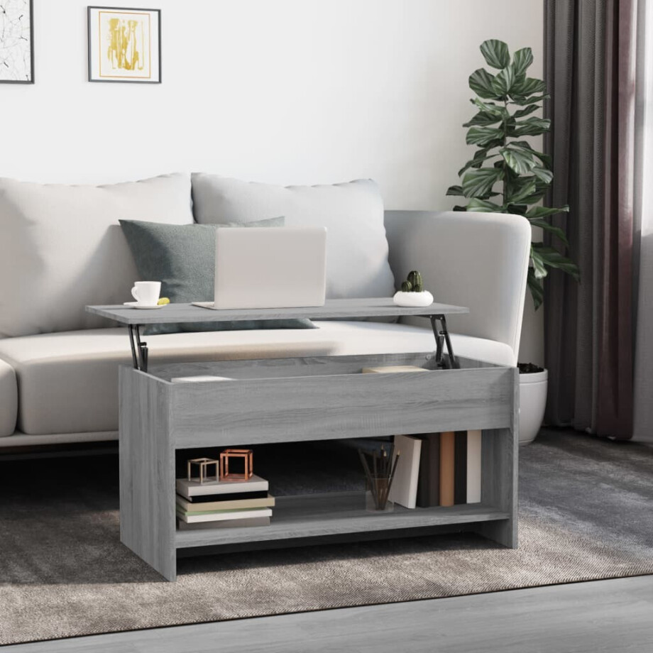 vidaXL Salontafel 102x50x52,5 cm bewerkt hout grijs sonoma eikenkleur vidaXL Salontafel 102x50x52,5 cm bewerkt hout grijs sonoma eikenkleur afbeelding 1