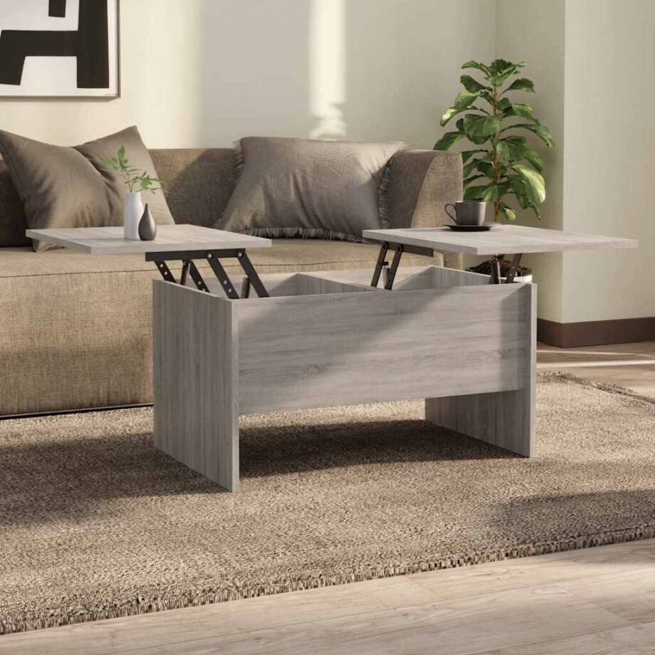vidaXL Salontafel 80x50x42,5 cm bewerkt hout grijs sonoma eikenkleurig afbeelding 1
