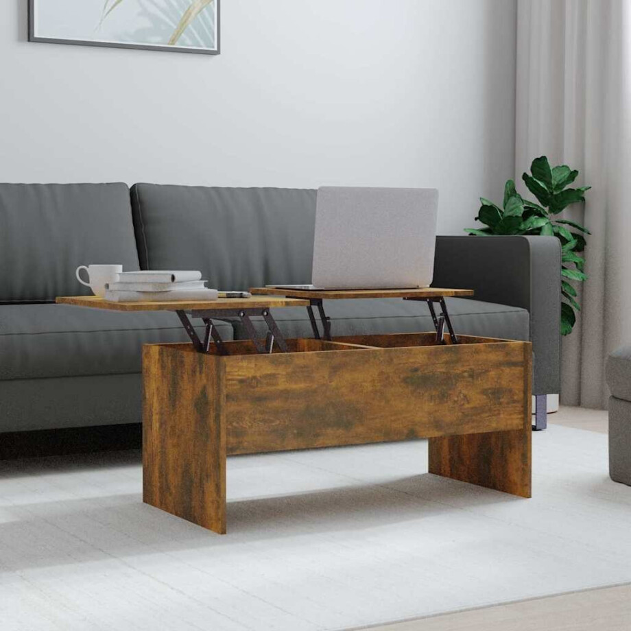 vidaXL Salontafel 102x50,5x46,5 cm bewerkt hout gerookt eikenkleurig afbeelding 1