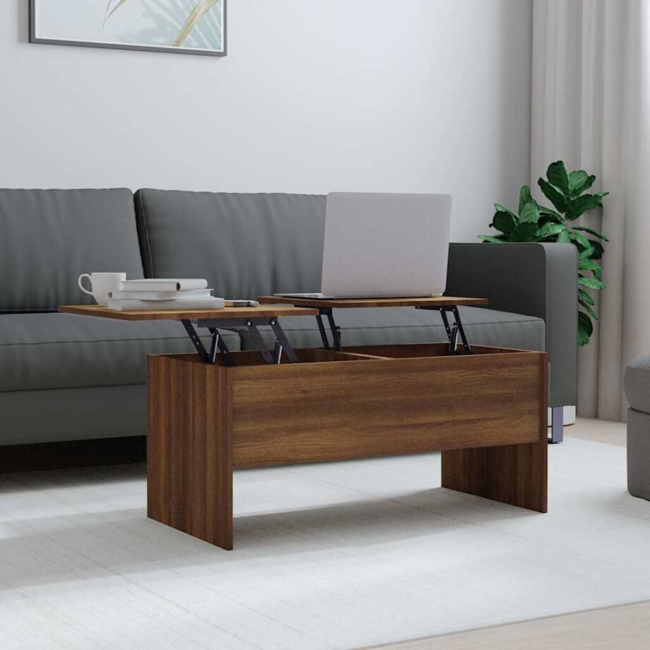 vidaXL Salontafel 102x50,5x46,5 cm bewerkt hout bruin eikenkleur afbeelding 1