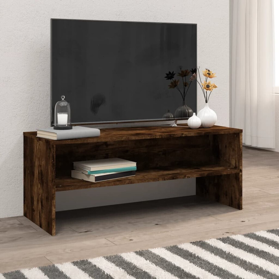 vidaXL Tv-meubel 100x40x40 cm bewerkt hout gerookt eikenkleurig afbeelding 1