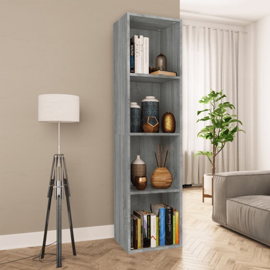 vidaXL Boekenkast / tv-meubel 36x30x143 cm grijs sonoma eikenkleurig afbeelding 1