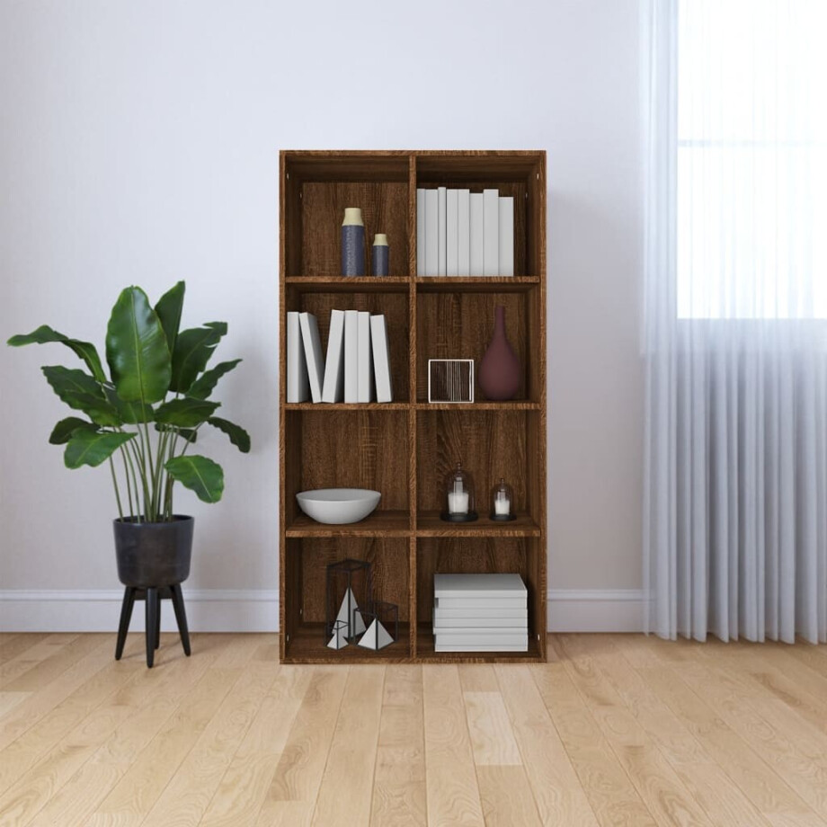 vidaXL Boekenkast 66x30x130 cm bewerkt hout bruin eikenkleur afbeelding 1