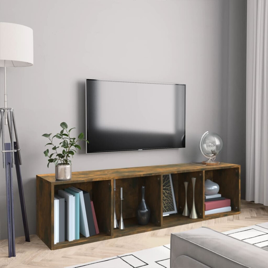 vidaXL Boekenkast / tv-meubel 143x30x36 cm bewerkt hout gerookt eiken afbeelding 1