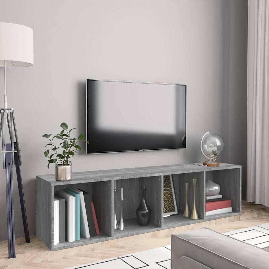 vidaXL Boekenkast / tv-meubel 143x30x36 cm grijs sonoma eikenkleurig afbeelding 1