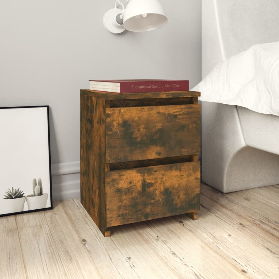 vidaXL Nachtkastje Gerookt Eiken 30x30x40 cm Engineered Wood vidaXL Nachtkastje Gerookt Eiken 30x30x40 cm Engineered Wood afbeelding 1