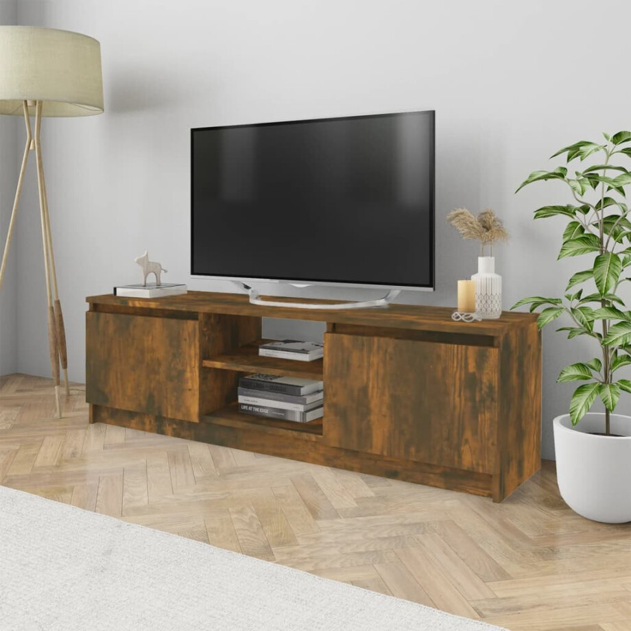 vidaXL Tv-meubel 120x30x35,5 cm bewerkt hout gerookt eikenkleurig afbeelding 1