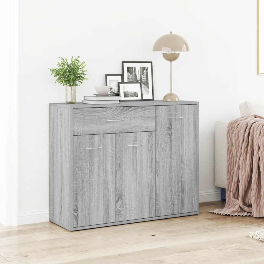 vidaXL Dressoir 88x30x70 cm bewerkt hout grijs sonoma eikenkleurig vidaXL Dressoir 88x30x70 cm bewerkt hout grijs sonoma eikenkleurig afbeelding 1