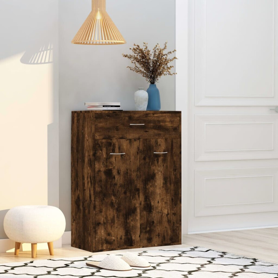 vidaXL Schoenenkast 60x35x84 cm bewerkt hout gerookt eikenkleurig afbeelding 1