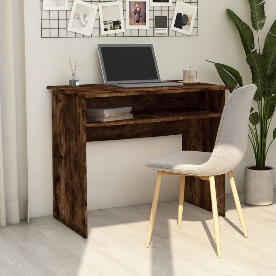 vidaXL Bureau 90x50x74 cm bewerkt hout gerookt eikenkleurig vidaXL Bureau 90x50x74 cm bewerkt hout gerookt eikenkleurig afbeelding 1