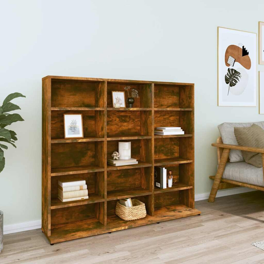 vidaXL Cd-kast 100x23x89,5 cm bewerkt hout gerookt eikenkleurig afbeelding 1