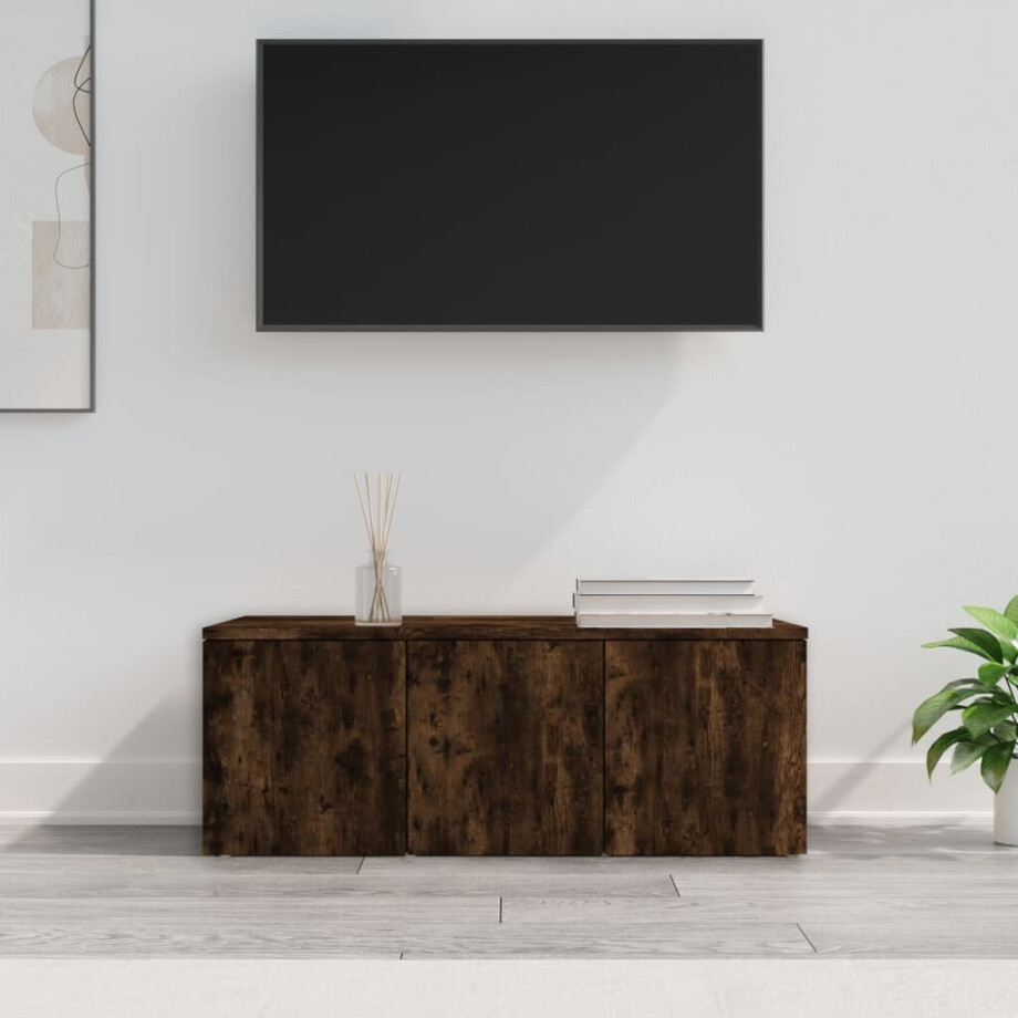 vidaXL Tv-meubel 80x34x30 cm bewerkt hout gerookt eikenkleurig afbeelding 1