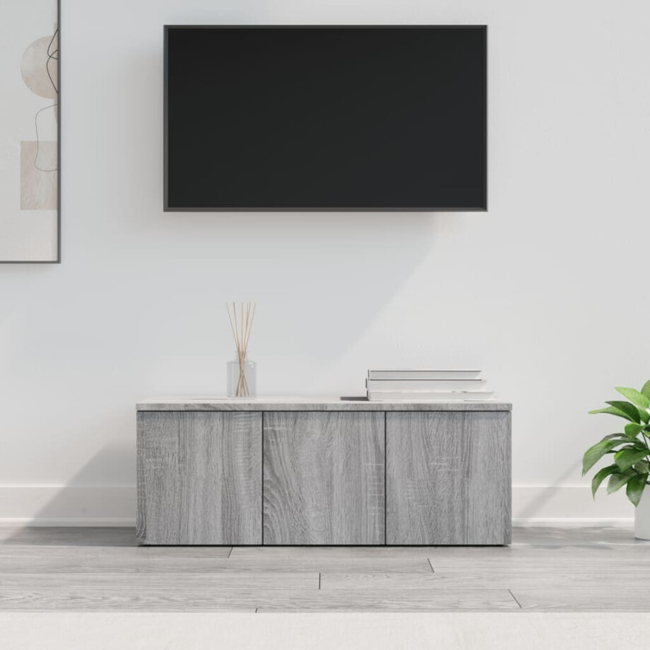 vidaXL Tv-meubel 80x34x30 cm bewerkt hout grijs sonoma eikenkleurig vidaXL Tv-meubel 80x34x30 cm bewerkt hout grijs sonoma eikenkleurig afbeelding 1