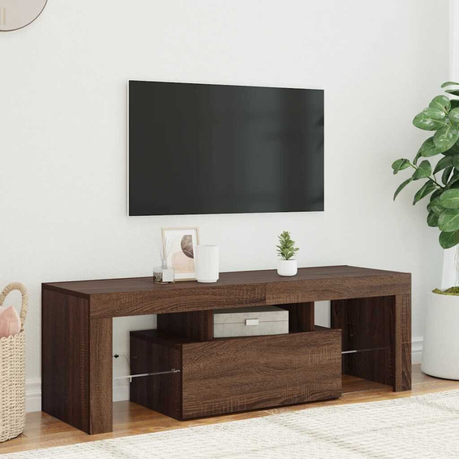 vidaXL Tv-meubel met LED-verlichting 120x35x40 cm bruin eikenkleur afbeelding 1