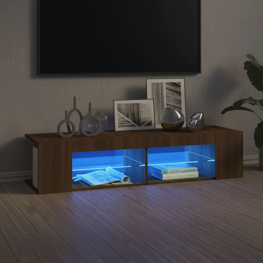vidaXL Tv-meubel met LED-verlichting 135x39x30 cm bruin eikenkleur vidaXL Tv-meubel met LED-verlichting 135x39x30 cm bruin eikenkleur afbeelding 1