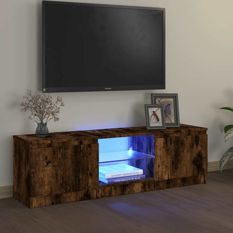 vidaXL Tv-meubel met LED-verlichting 120x30x36 cm gerookt eikenkleur vidaXL Tv-meubel met LED-verlichting 120x30x36 cm gerookt eikenkleur afbeelding 1
