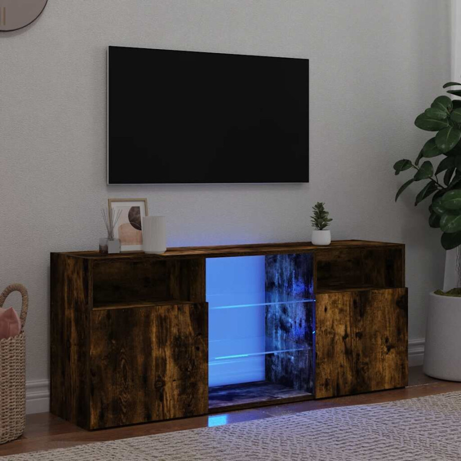 vidaXL Tv-meubel met LED-verlichting 120x30x50 cm gerookt eikenkleurig vidaXL Tv-meubel met LED-verlichting 120x30x50 cm gerookt eikenkleurig afbeelding 1