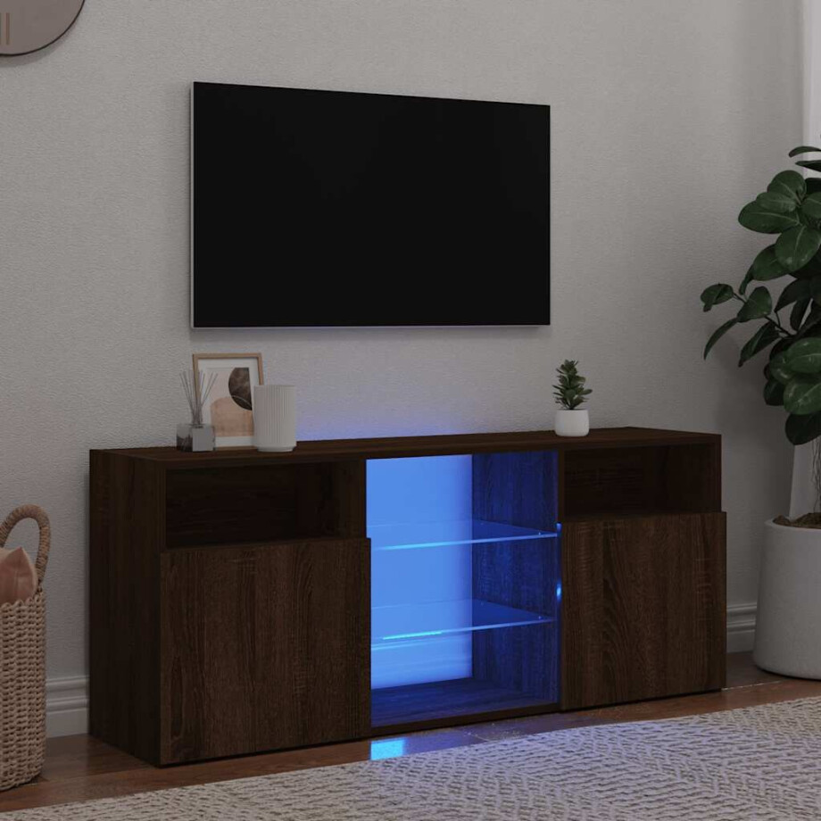 vidaXL Tv-meubel met LED-verlichting 120x30x50 cm bruin eikenkleur afbeelding 1