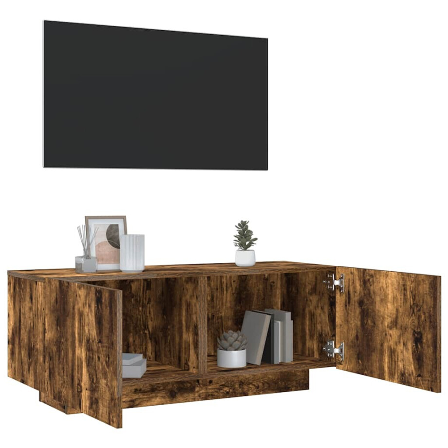 vidaXL Tv-meubel 100x35x40 cm bewerkt hout gerookt eikenkleurig afbeelding 1
