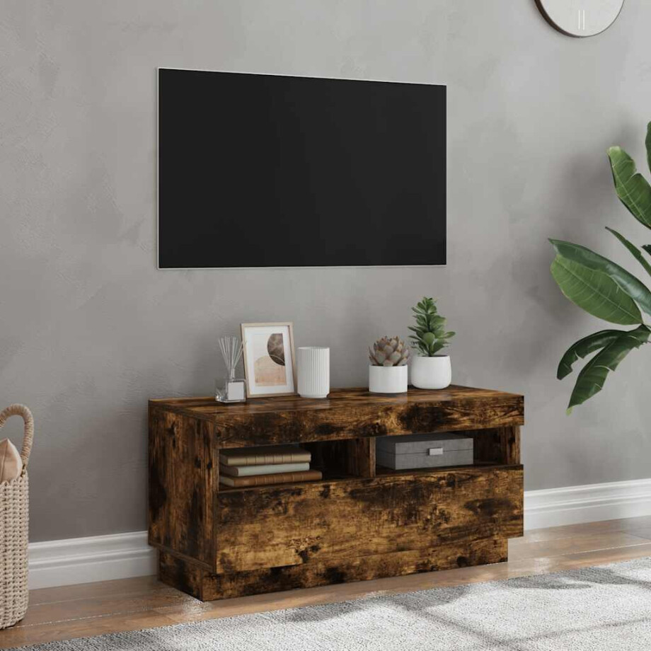 vidaXL Tv-meubel met LED-verlichting 80x35x40 cm gerookt eikenkleurig vidaXL Tv-meubel met LED-verlichting 80x35x40 cm gerookt eikenkleurig afbeelding 1