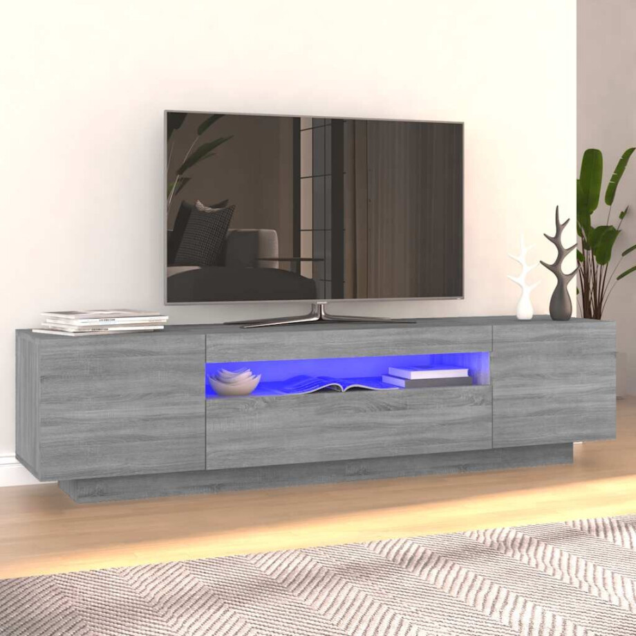 vidaXL Tv-meubel met LED-verlichting 160x35x40 cm grijs sonoma eiken vidaXL Tv-meubel met LED-verlichting 160x35x40 cm grijs sonoma eiken afbeelding 1