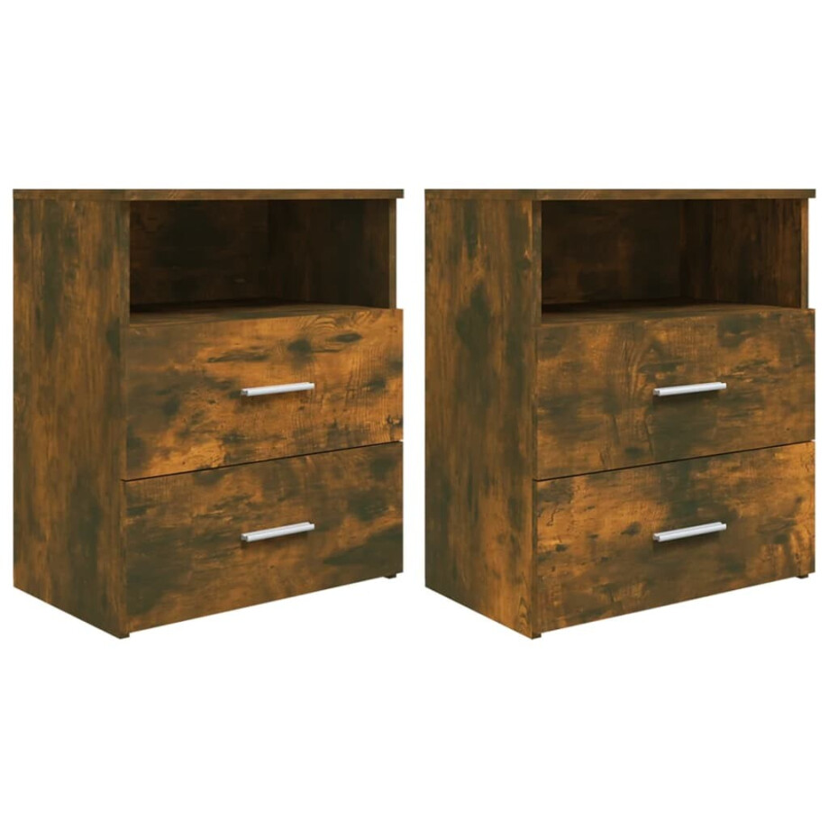 vidaXL Nachtkastjes 2 st 50x32x60 cm gerookt eikenkleurig vidaXL Nachtkastjes 2 st 50x32x60 cm gerookt eikenkleurig afbeelding 1