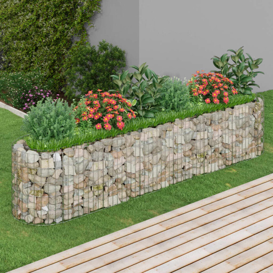 vidaXL Gabion plantenbak verhoogd 260x50x50 cm gegalvaniseerd ijzer afbeelding 1