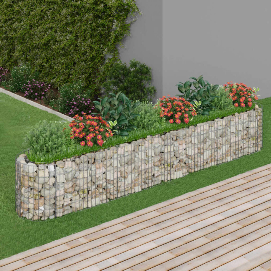 vidaXL Gabion plantenbak verhoogd 330x50x50 cm gegalvaniseerd ijzer afbeelding 1