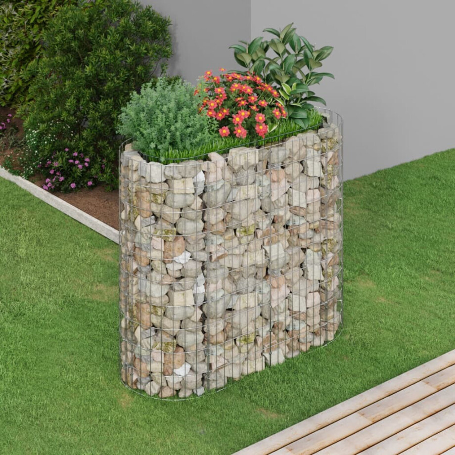 vidaXL Gabion plantenbak verhoogd 120x50x100 cm gegalvaniseerd ijzer afbeelding 1