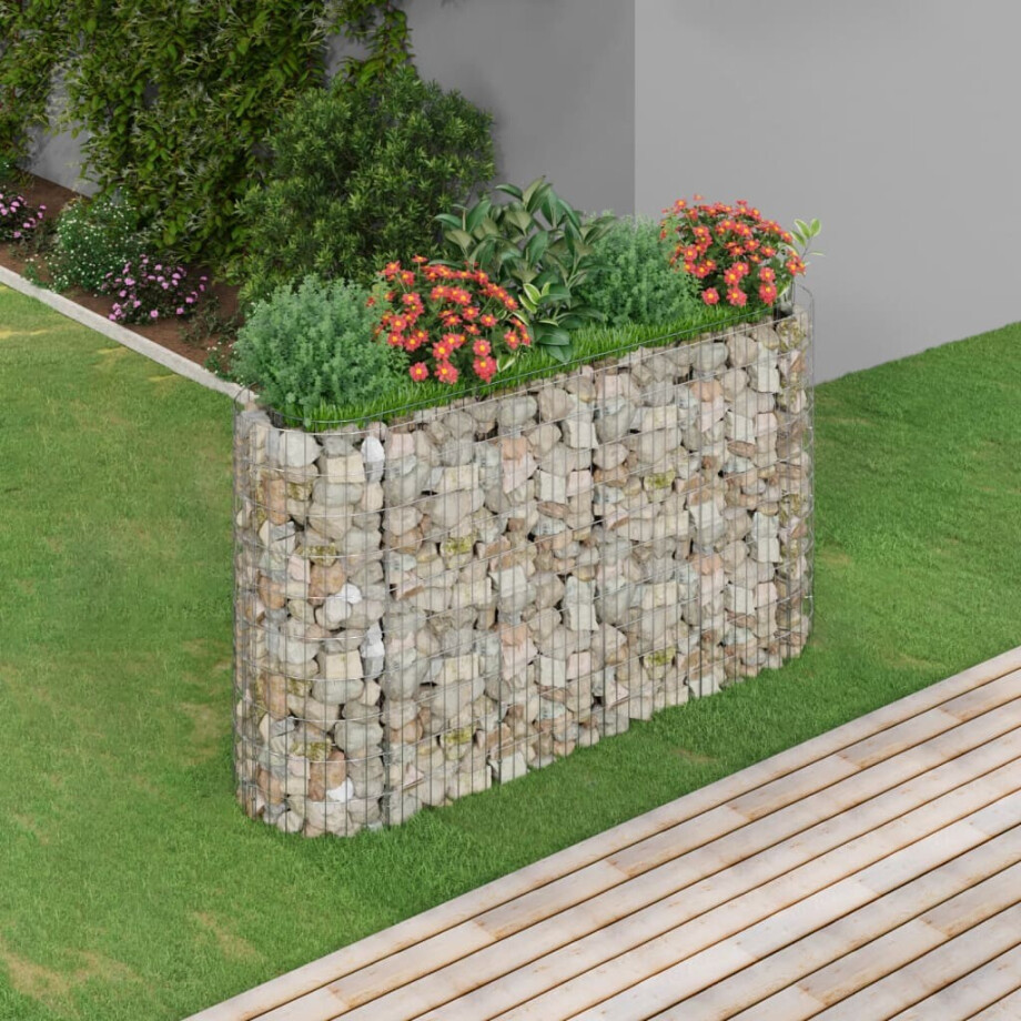 vidaXL Gabion plantenbak verhoogd 190x50x100 cm gegalvaniseerd ijzer afbeelding 1