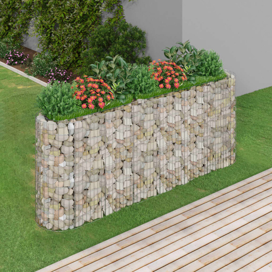 vidaXL Gabion plantenbak verhoogd 260x50x100 cm gegalvaniseerd ijzer afbeelding 1