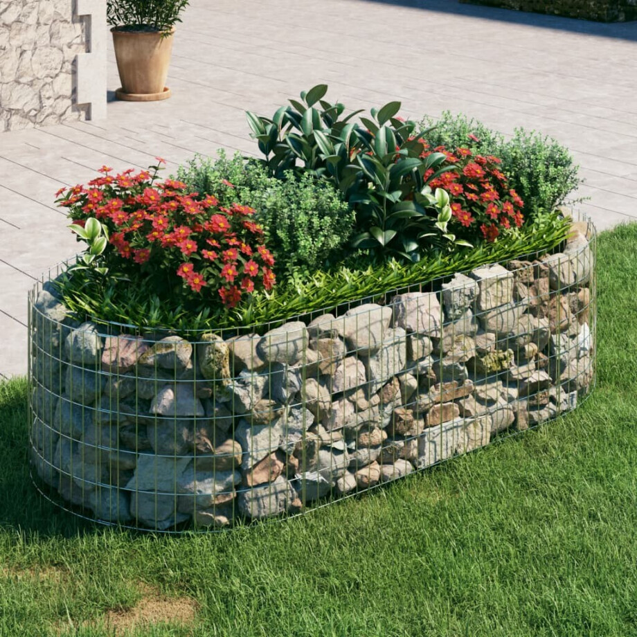 vidaXL Gabion plantenbak verhoogd 200x100x50 cm gegalvaniseerd ijzer afbeelding 1
