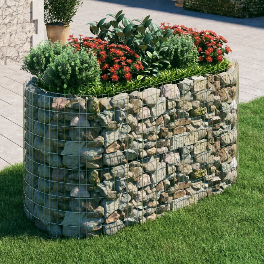 vidaXL Gabion plantenbak verhoogd 200x100x100 cm gegalvaniseerd ijzer afbeelding 1